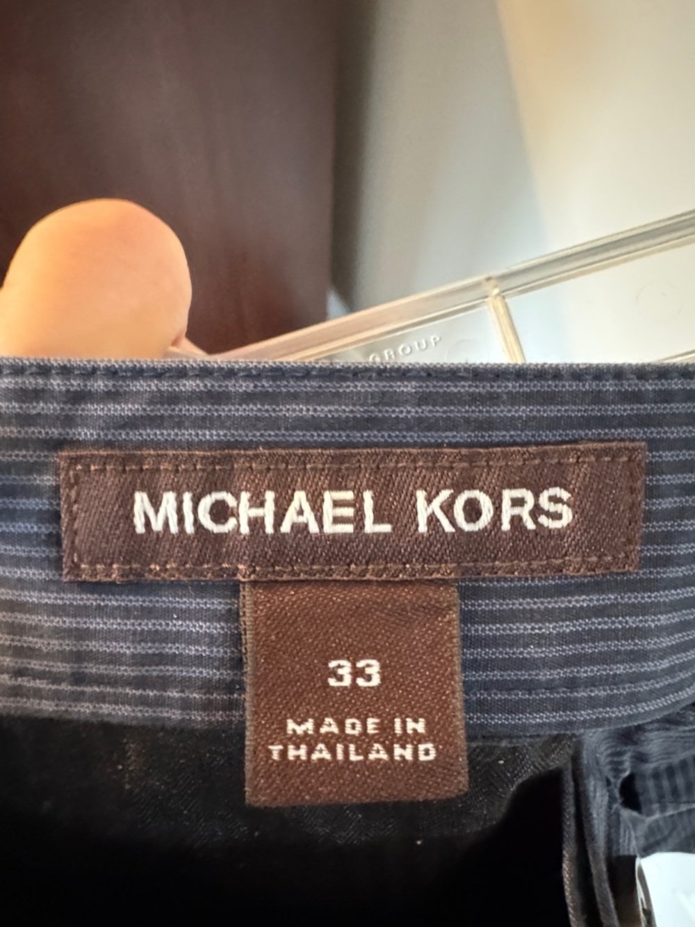 Michael Kors Navy Pinstripe Flat-Front Men's Shorts size 33 - Picture 2 of 6
